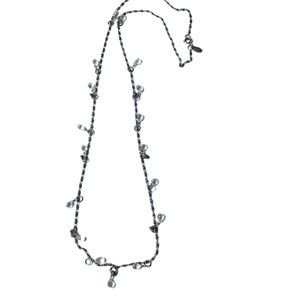 Ann Taylor Long Simple Silver Bead Necklace
